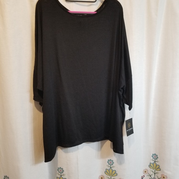 I.N. Studio Tops - New Black plus light weight slightly sheer top